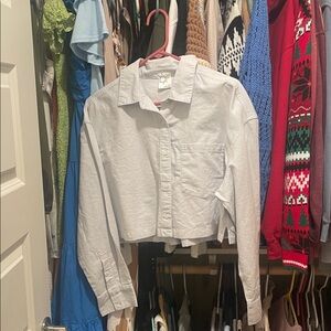 Aerie light blue like denim Cropped Button-Up Shirt